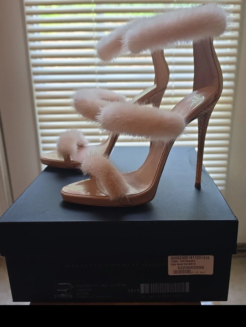 Giuseppe Zanotti Pink Fur Triple-Strap High Heels